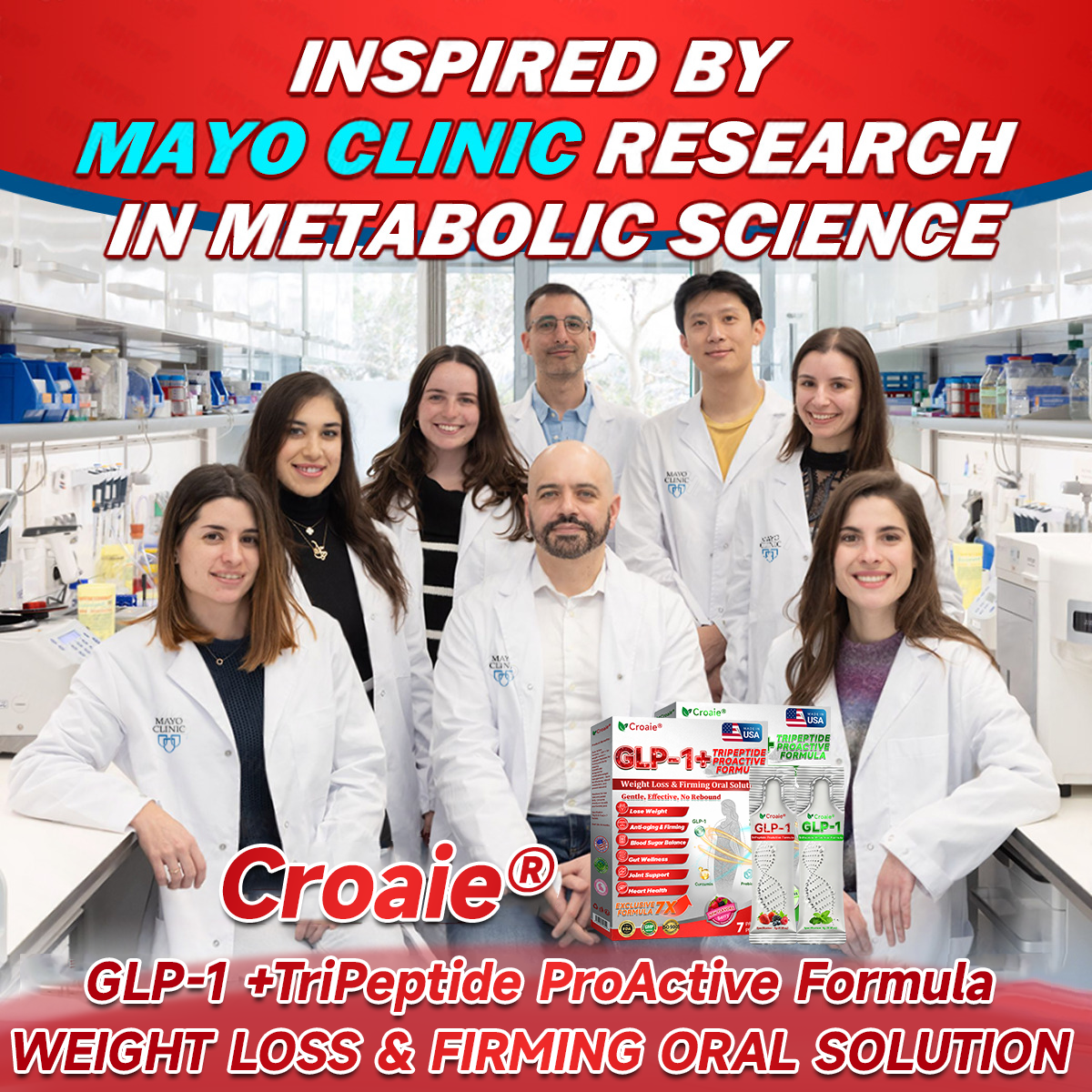 🇺🇸 US Online | Croaie® GLP-1 + Collagen Peptides Weight Loss & Firming Oral Solution 💚💚 obesity, firms skin, cardiovascular disease, diabetes, sleep apnea, joint problems, and more