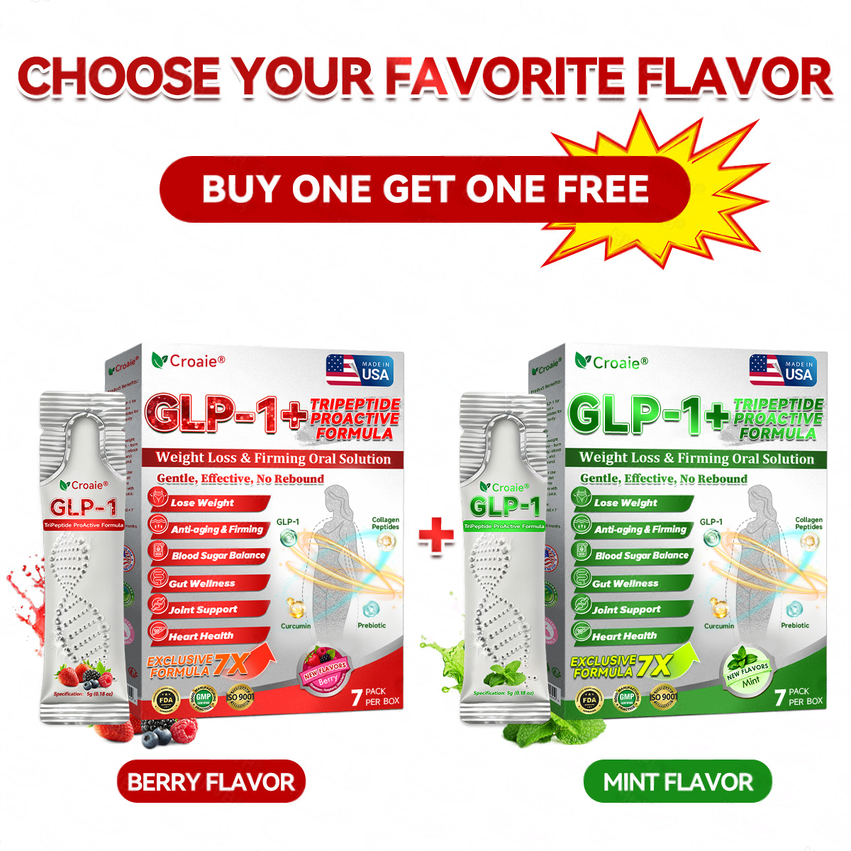 🇺🇸 US Online | Croaie® GLP-1 + Collagen Peptides Weight Loss & Firming Oral Solution 💚💚 obesity, firms skin, cardiovascular disease, diabetes, sleep apnea, joint problems, and more
